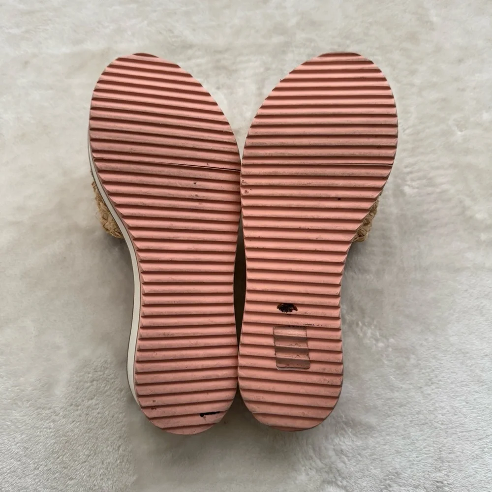 Robert Clergerie Fleurin Natural Woven Raffia Platform Wedge Sandals Size 10.5